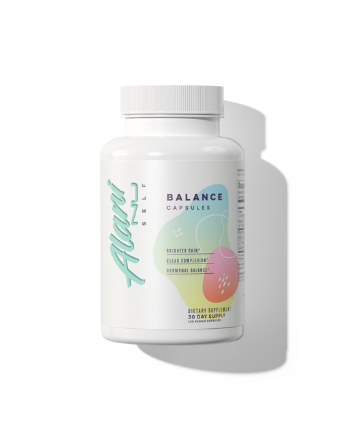 A 30-day supply of Balance Capsules in a bottle.