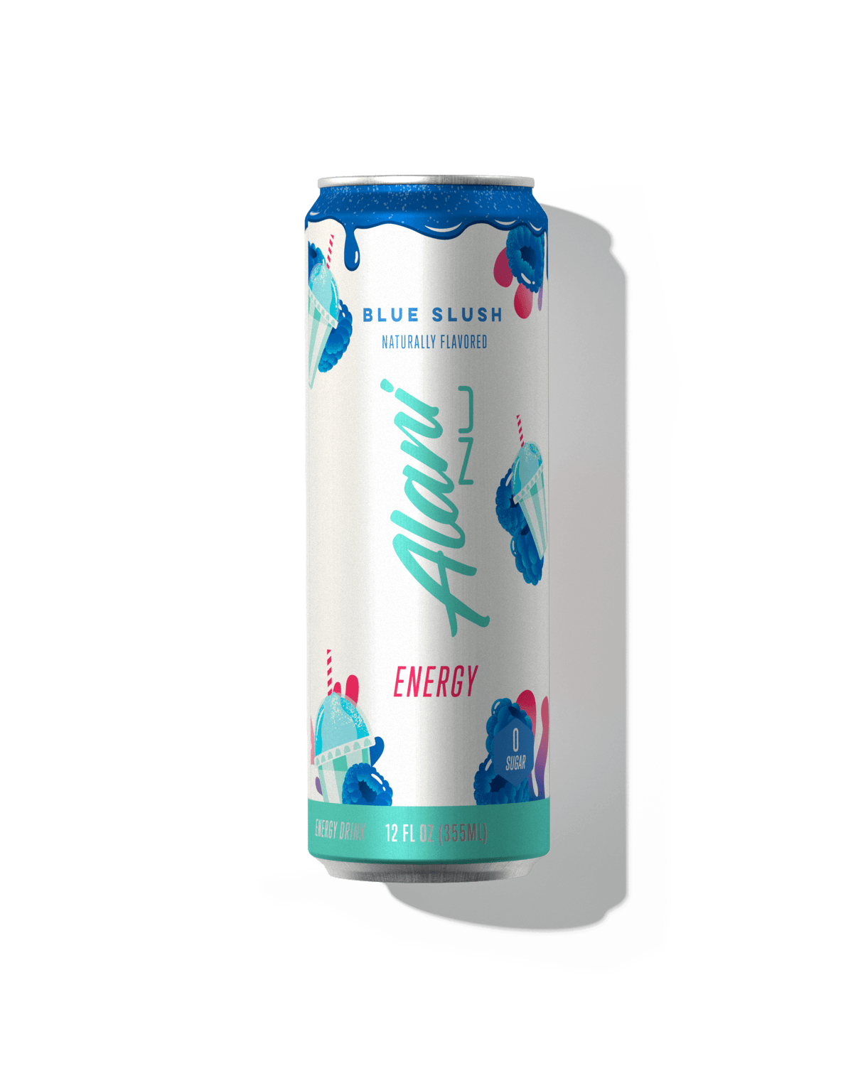 A 12 fl oz Energy Drink in Blue Slush flavor.