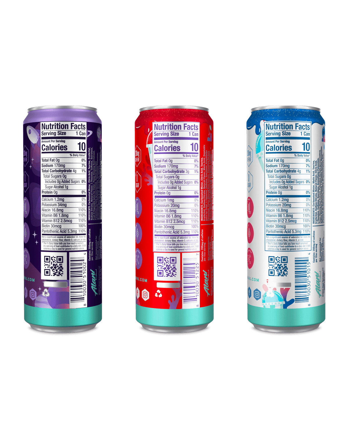 A back view of Energy drinks in Electric Energy flavor highlighting nutrition facts.