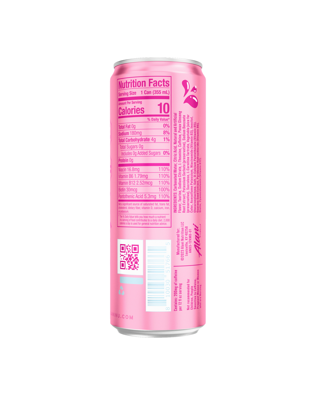 A back view of Energy Drink in Kimade flavor highlighting Nutrition facts.