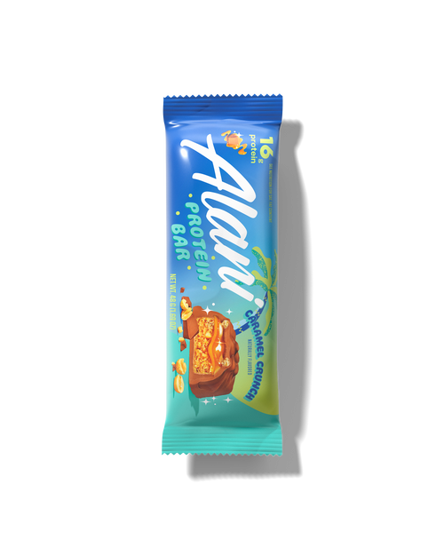 A Protein Bar in Caramel Crunch flavor.